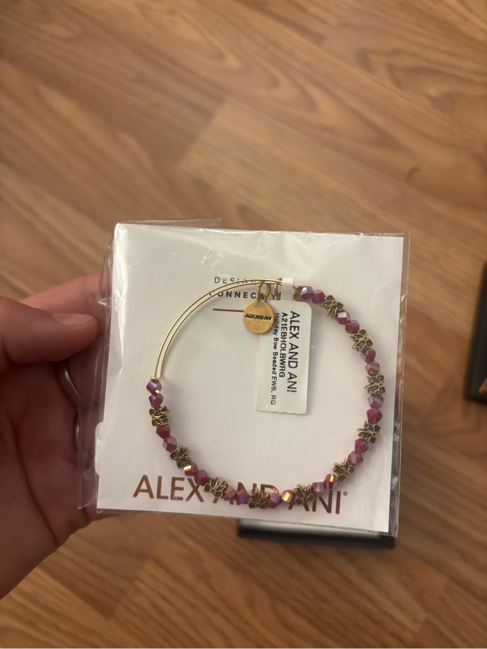 Alex & Ani Holiday Red Bow Beaded Bracelet - Picture 2 of 4